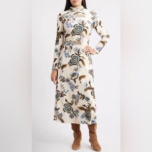 NWT!!! Julia Jordan Cream Velvet Floral Long Sleeve Dress